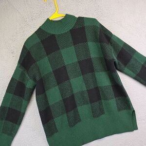 Buffalo Plaid Womens Sweater Size XL Mock Neck Checkered  Cozy Warm Stretchy Kni